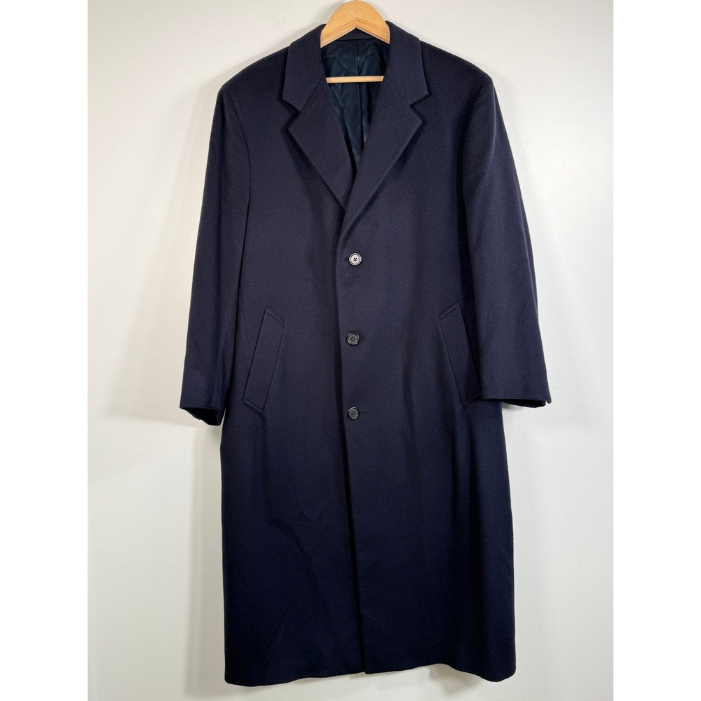 Loro Piana Overcoat Mens 42L Navy Blue 100% Cashmere Italy Max's Mens Store EUC